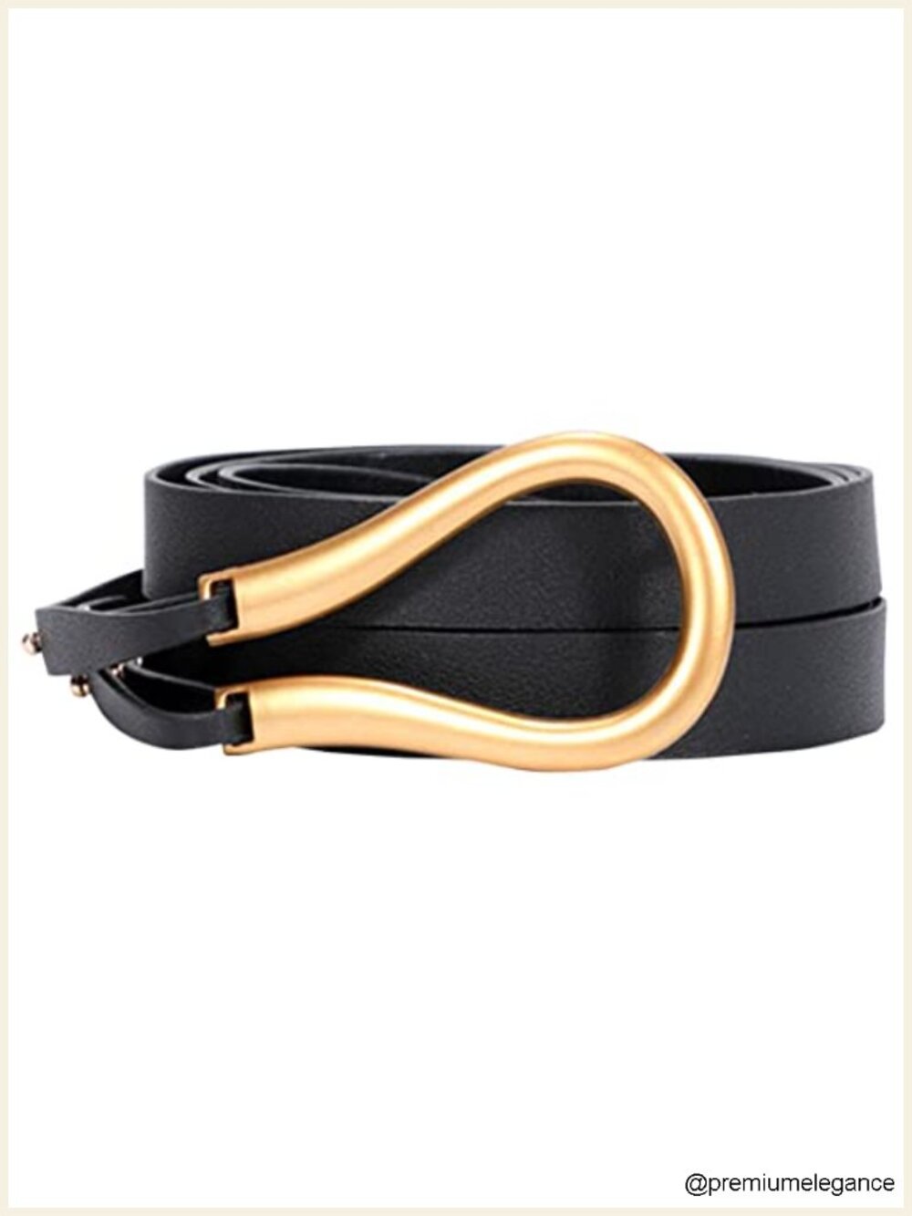 Women PU Leather Double Strap Waist Belt with Gold Buckle